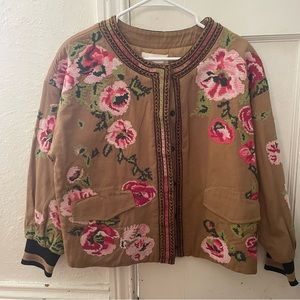 Anthropologie Embroidered Bomber Jacket
